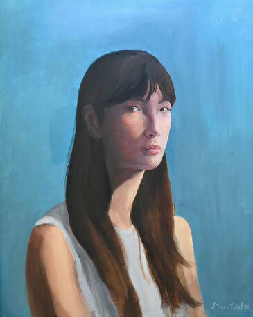 Portrait of a Young Woman, oil on linen canvas, 40.60 x 50.8cm, Alicia T. van Thiel 2021Picture